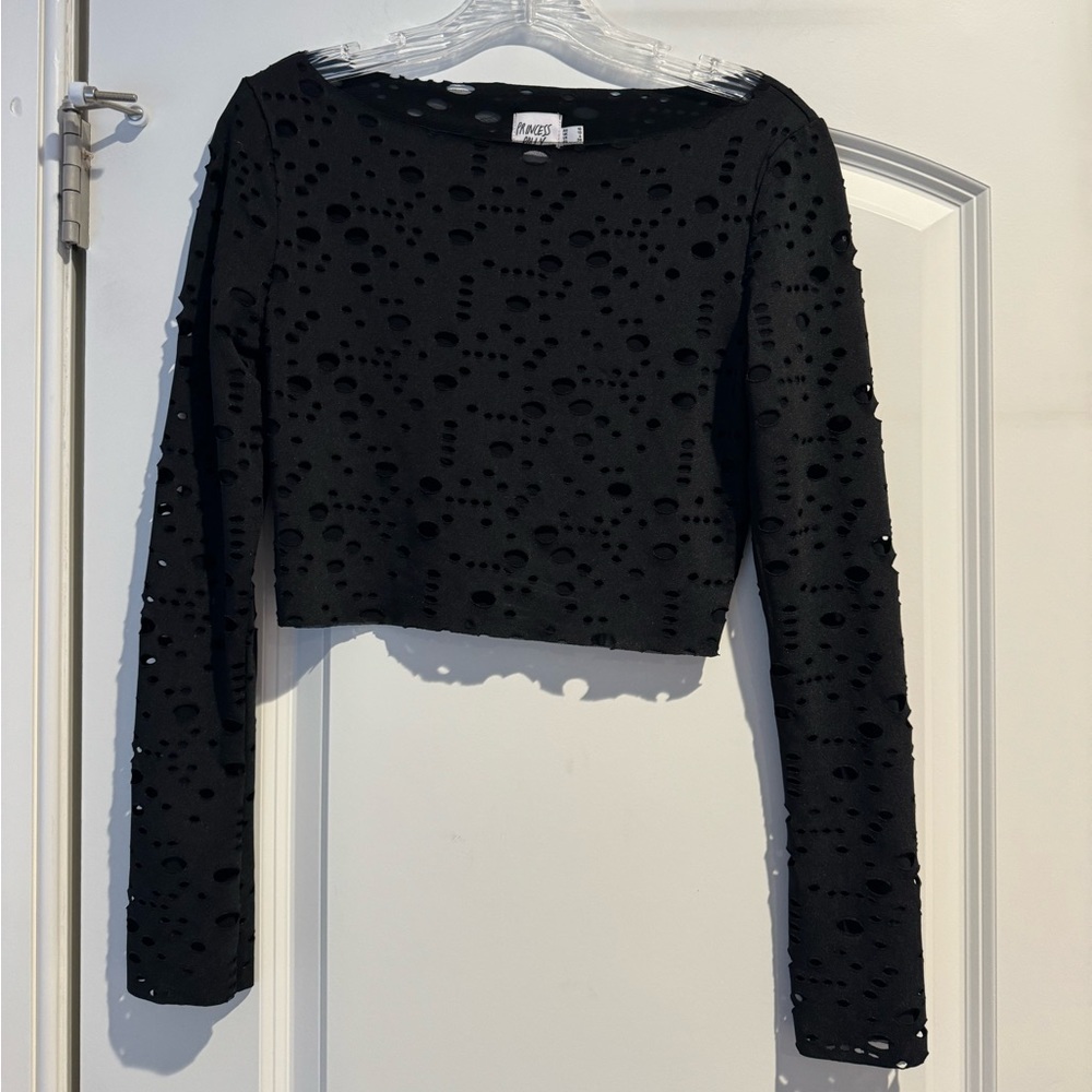 Princess Polly distressed/mesh long sleeve top
